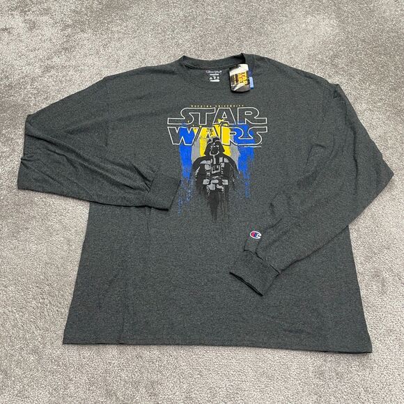 Champion Star Wars Graphic T-Shirt Mens XL Dark Gray Long Sleeve Crew Neck NWT - Picture 1 of 12